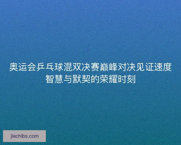 奥运会乒乓球混双决赛巅峰对决见证速度智慧与默契的荣耀时刻
